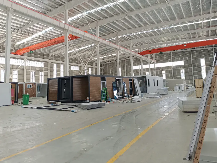 Container house and capsule house production line inside prefab housing factory