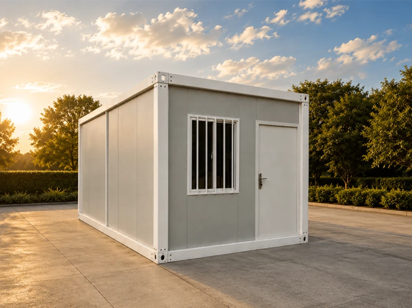 Portable prefab container house with window and entrance door