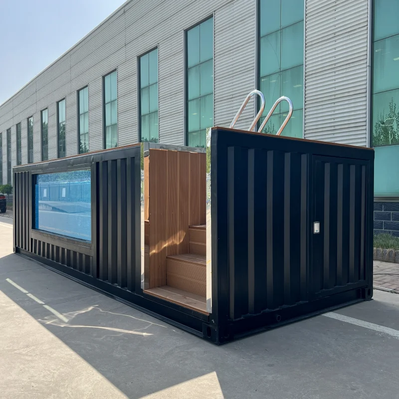 Factory pool - black container with viewing window